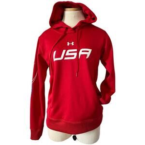 Under Armor Cold Gear Hoodie USA Size S Red White Blue America Sports Soccer Mom
